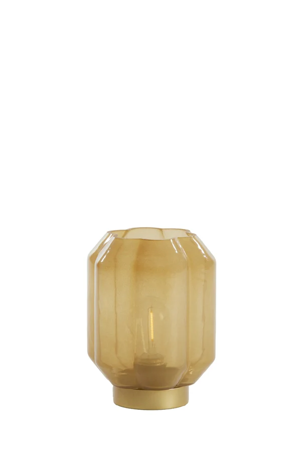 Table lamp LED 13x16,5 cm YVIAS glass milky light yellw+gld