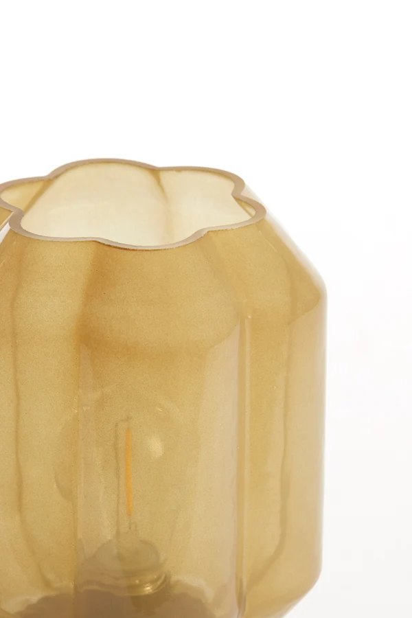 Table lamp LED 13x16,5 cm YVIAS glass milky light yellw+gld