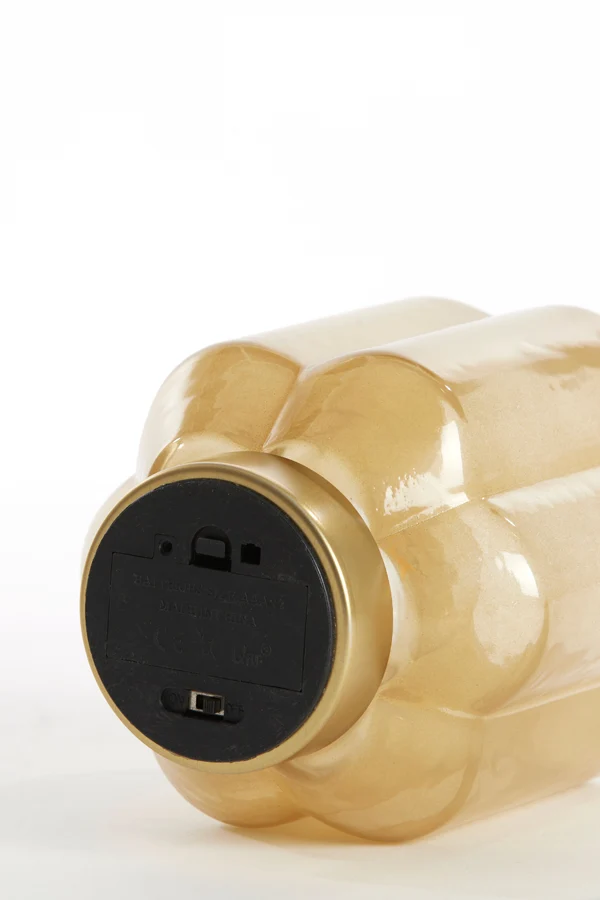 Table lamp LED 13x16,5 cm YVIAS glass milky light yellw+gld