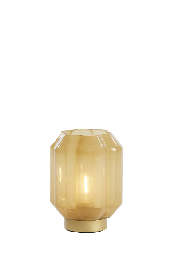 Table lamp LED 13x16,5 cm YVIAS glass milky light yellw+gld