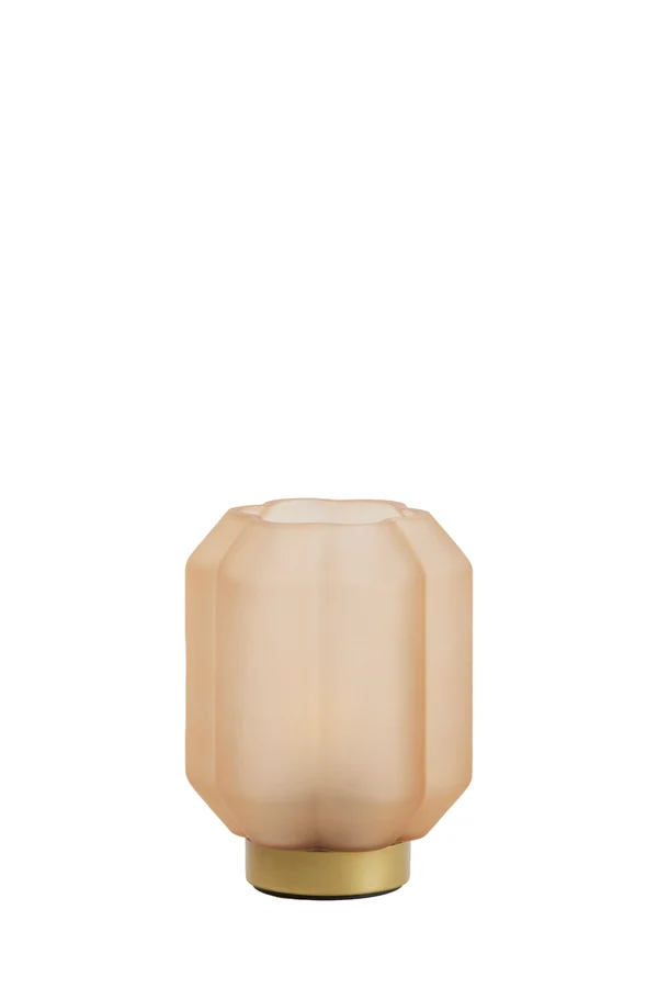 Table lamp LED 13x16,5 cm YVIAS glass matt peach+gold