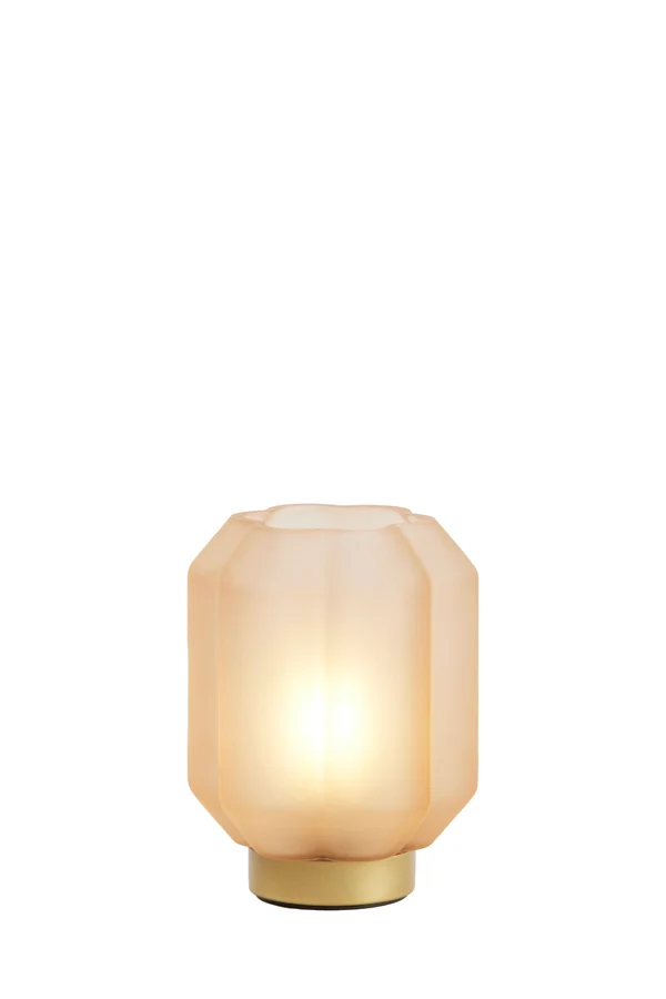 Table lamp LED 13x16,5 cm YVIAS glass matt peach+gold