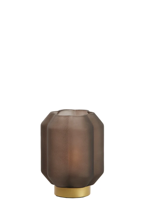 Table lamp LED 13x16,5 cm YVIAS glass matt dark brown+gold