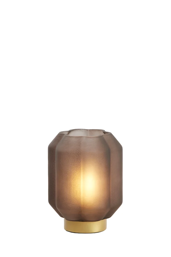 Table lamp LED 13x16,5 cm YVIAS glass matt dark brown+gold