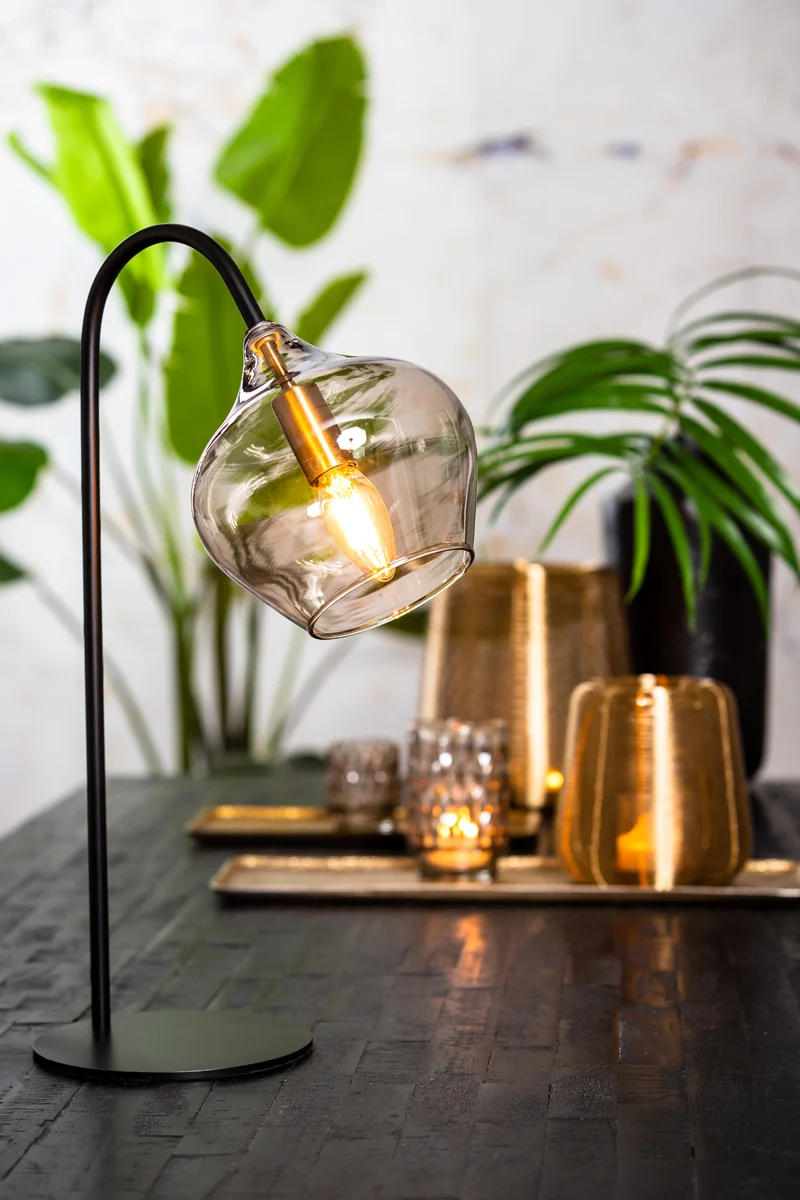 Table lamp E14 28x17x50,5 cm RAKEL matt black+smoked