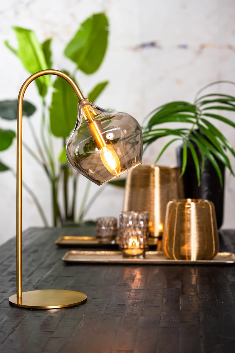 Table lamp E14 28x17x50,5 cm RAKEL antique bronze+smoked