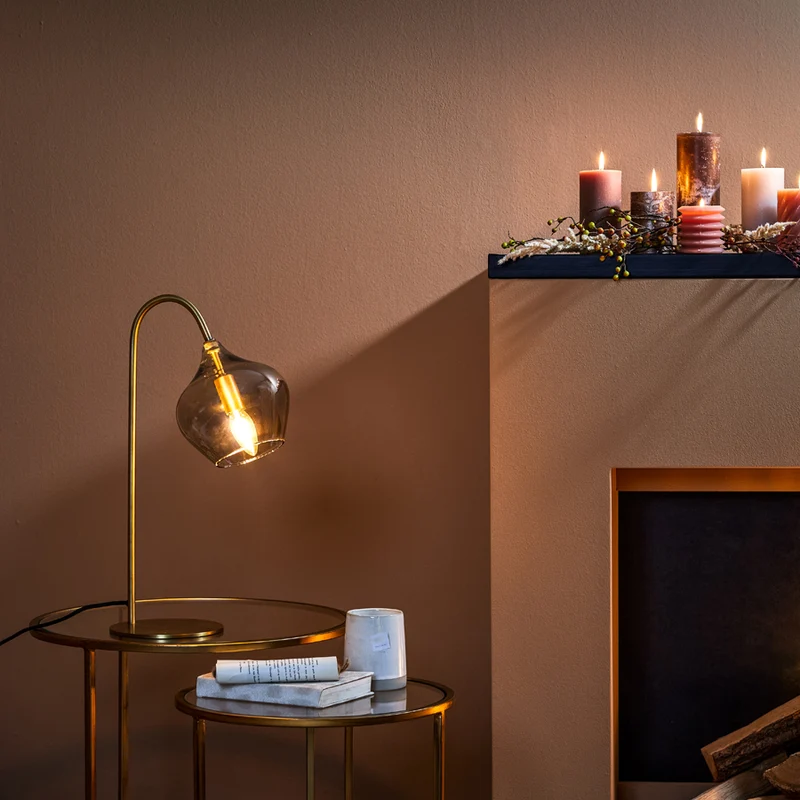 Table lamp E14 28x17x50,5 cm RAKEL antique bronze+smoked