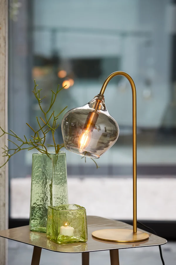 Table lamp E14 28x17x50,5 cm RAKEL antique bronze+smoked