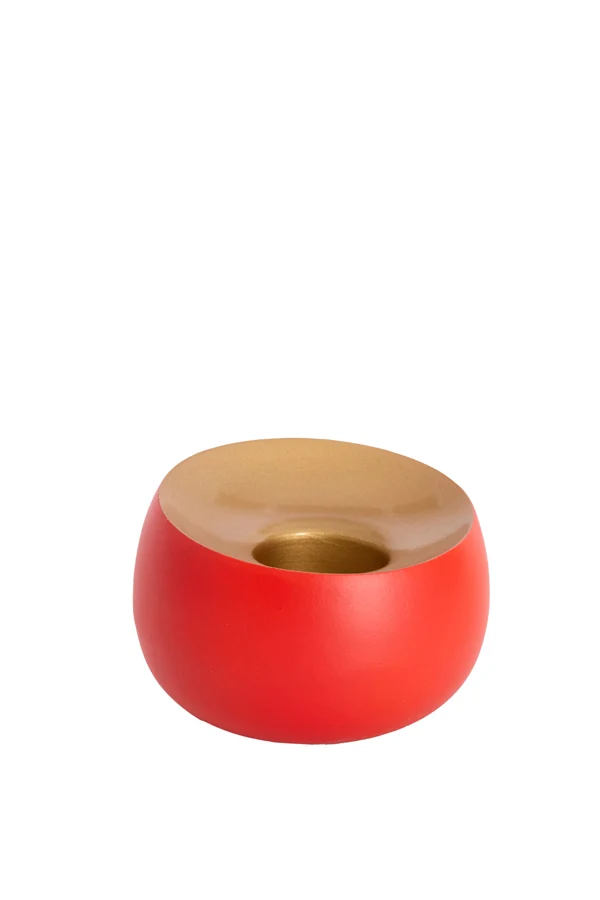 Tealight 12x9 cm VEROLI matt dark coral+gold