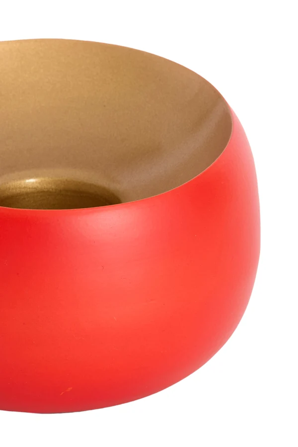 Tealight 12x9 cm VEROLI matt dark coral+gold