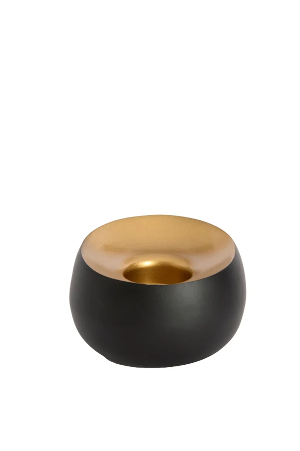 Tealight 12x9 cm VEROLI matt black+gold