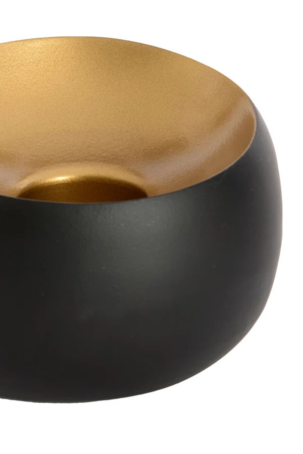 Tealight 12x9 cm VEROLI matt black+gold
