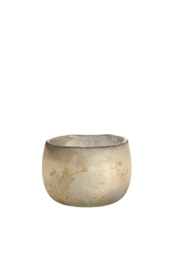 Tealight 12x9 cm SUNGAI glass matt antique grey-brown