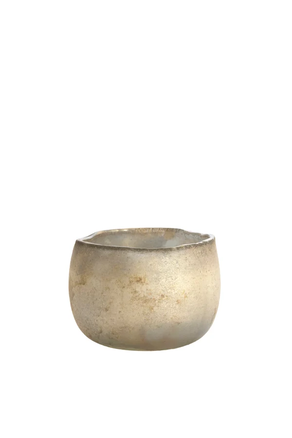 Tealight 12x9 cm SUNGAI glass matt antique grey-brown