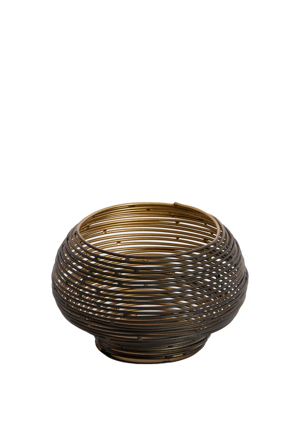 Tealight 12x8 cm URBINO matt black+gold