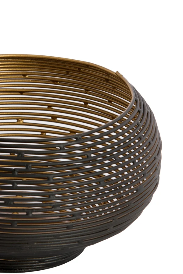 Tealight 12x8 cm URBINO matt black+gold