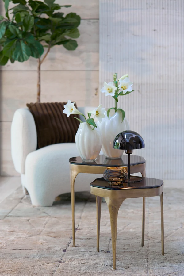 Tealight 12x8 cm URBINO matt black+gold