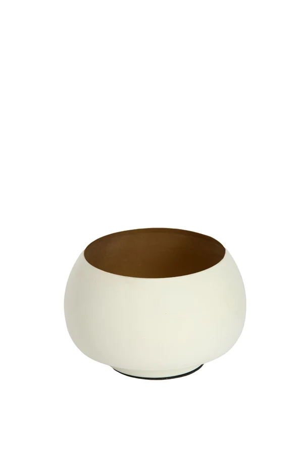 Tealight 12x8 cm RAPALLO matt cream+gold