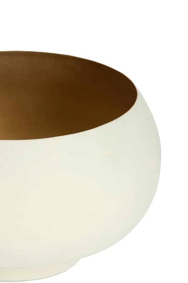 Tealight 12x8 cm RAPALLO matt cream+gold