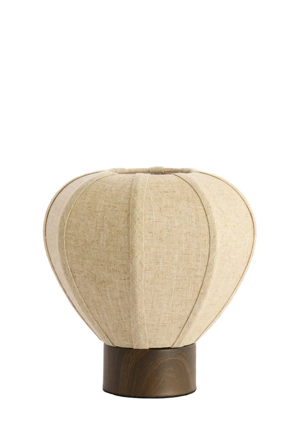 Table lamp 23x23,5 cm KYZO wood print d brown+linen nat.