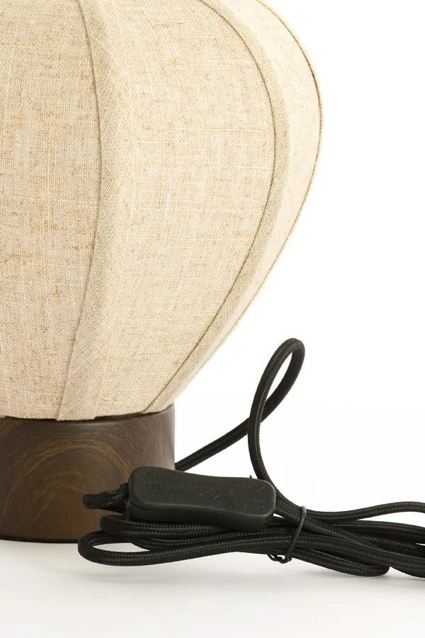 Table lamp 23x23,5 cm KYZO wood print d brown+linen nat.