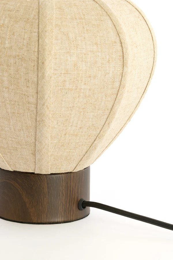 Table lamp 23x23,5 cm KYZO wood print d brown+linen nat.