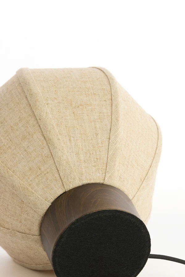 Table lamp 23x23,5 cm KYZO wood print d brown+linen nat.