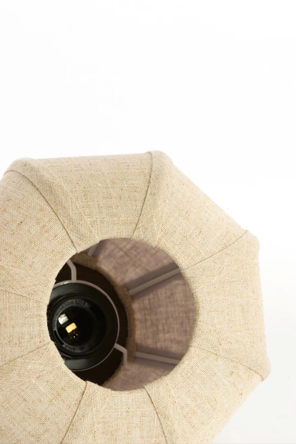 Table lamp 23x23,5 cm KYZO wood print d brown+linen nat.