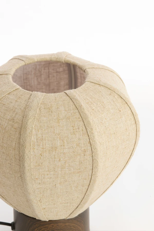 Table lamp 23x23,5 cm KYZO wood print d brown+linen nat.