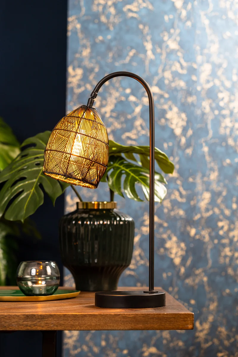 Table lamp 23x18x60 cm MEYA matt black+gold