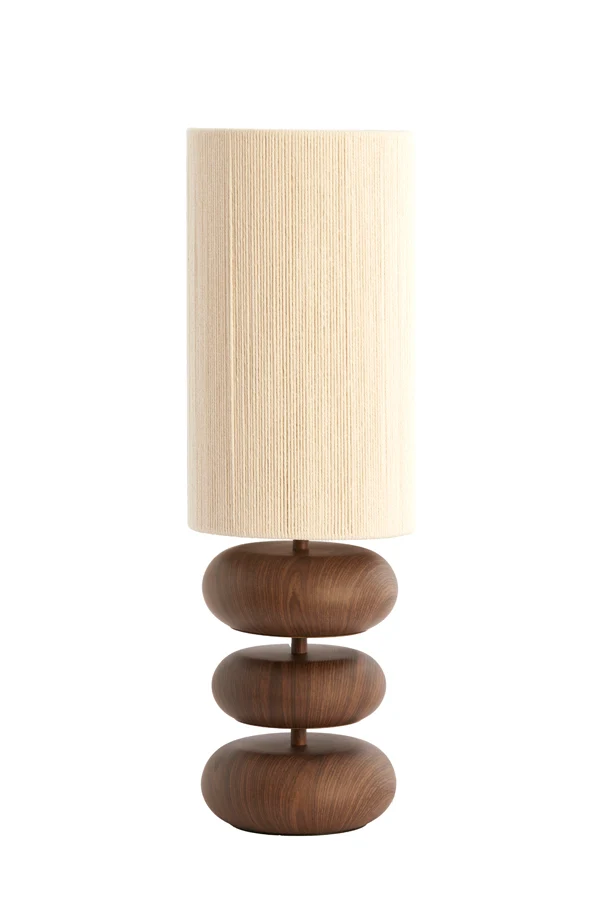 Table lamp 22x67,5 cm DANIALO wood print d brown+rope cream