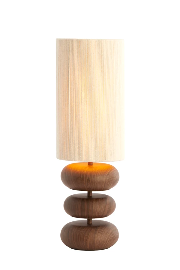 Table lamp 22x67,5 cm DANIALO wood print d brown+rope cream