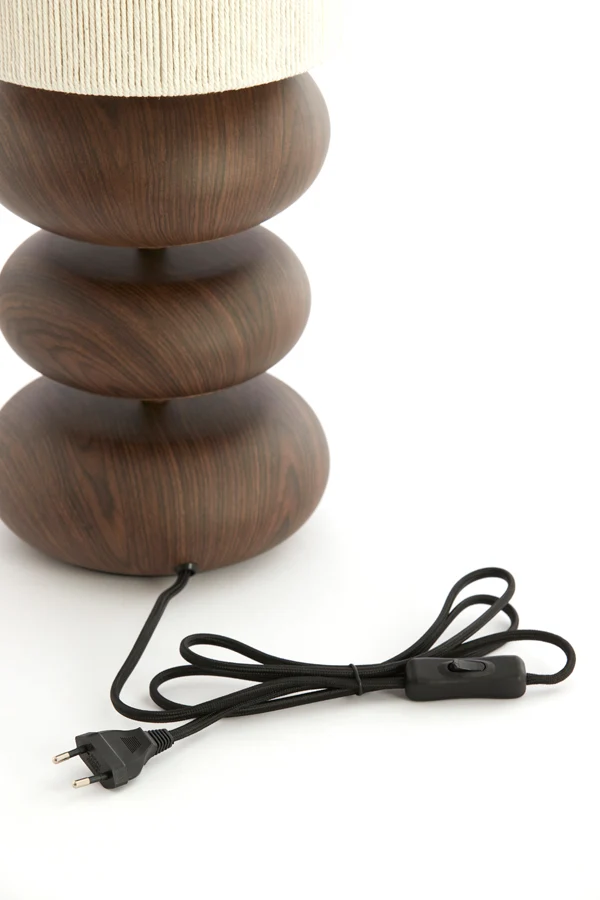 Table lamp 22x67,5 cm DANIALO wood print d brown+rope cream