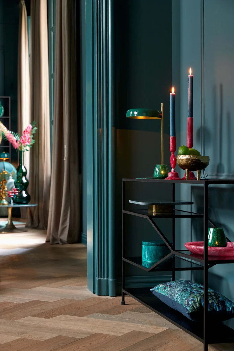 Table lamp 22x47 cm MALEKA shiny dark green+gold