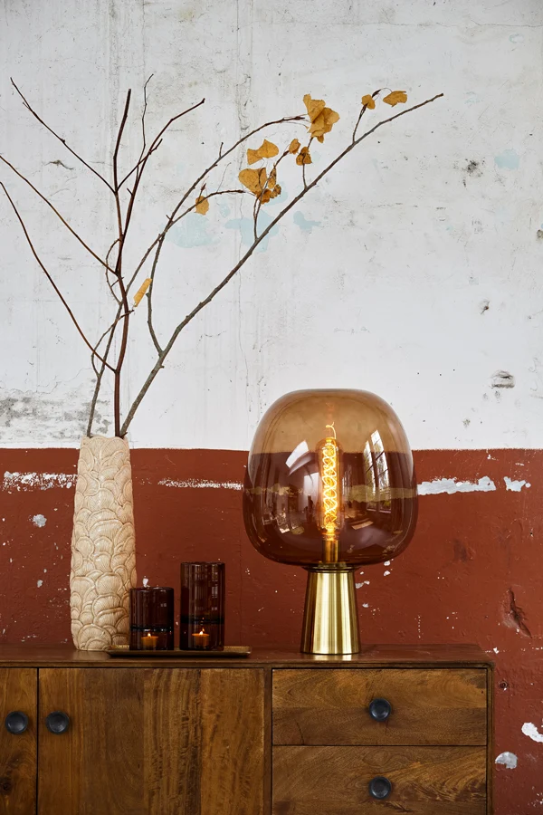 Table lamp 22x40 cm MAYSONY glass brown+bronze