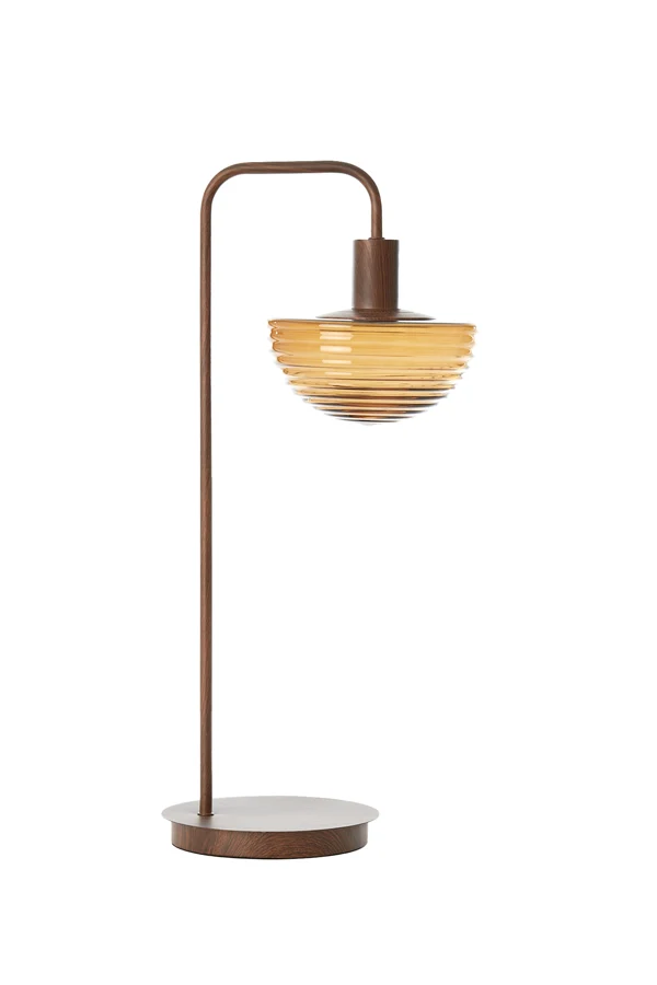 Table lamp 30x20x61 cm BAYLIE wood print d brown+brown glass