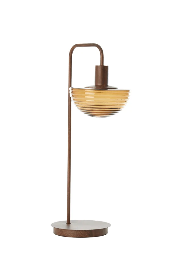 Table lamp 30x20x61 cm BAYLIE wood print d brown+brown glass
