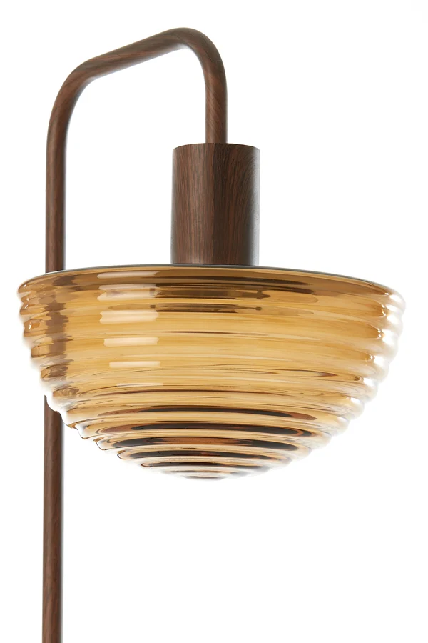Table lamp 30x20x61 cm BAYLIE wood print d brown+brown glass