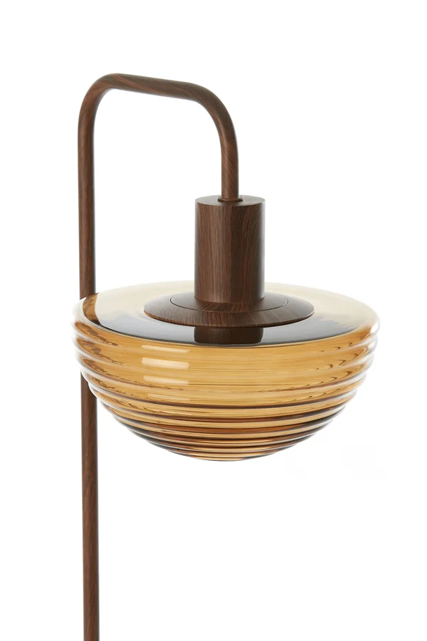 Table lamp 30x20x61 cm BAYLIE wood print d brown+brown glass