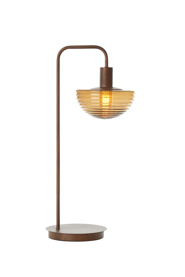 Table lamp 30x20x61 cm BAYLIE wood print d brown+brown glass
