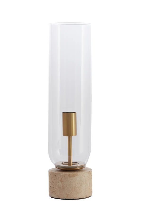 Table lamp 12x47 cm RYLANO glass clear+sand+antique bronze