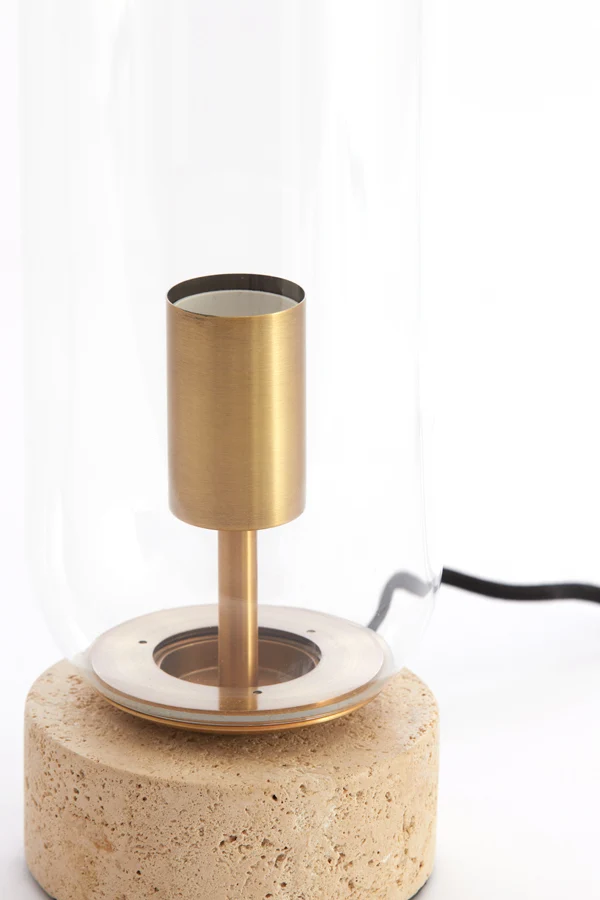 Table lamp 12x47 cm RYLANO glass clear+sand+antique bronze
