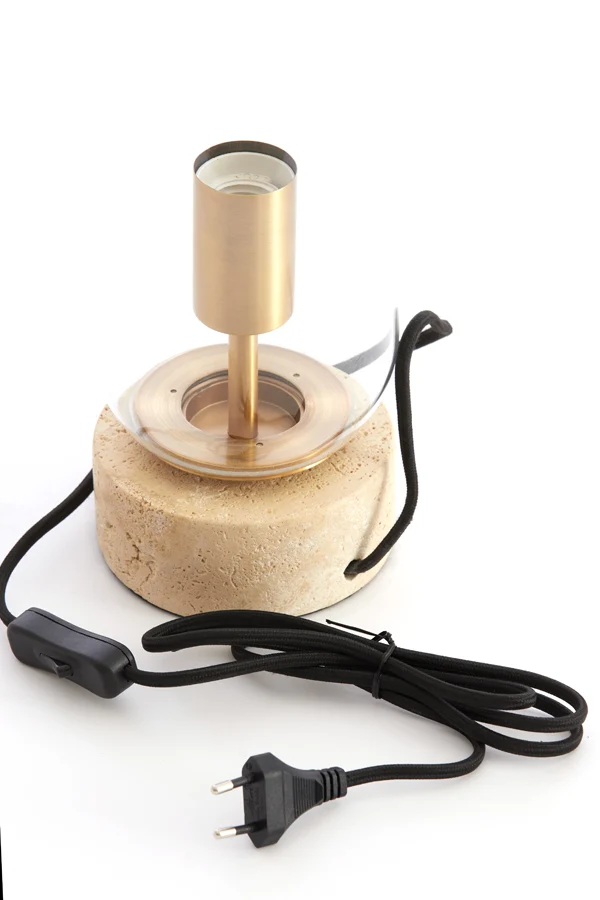 Table lamp 12x47 cm RYLANO glass clear+sand+antique bronze