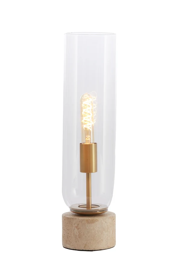 Table lamp 12x47 cm RYLANO glass clear+sand+antique bronze