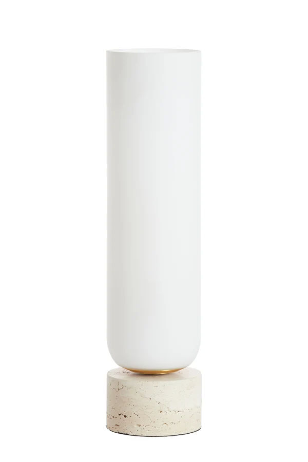 Table lamp 12x47,5 cm RYLANO glass milky+sand+antique bronz
