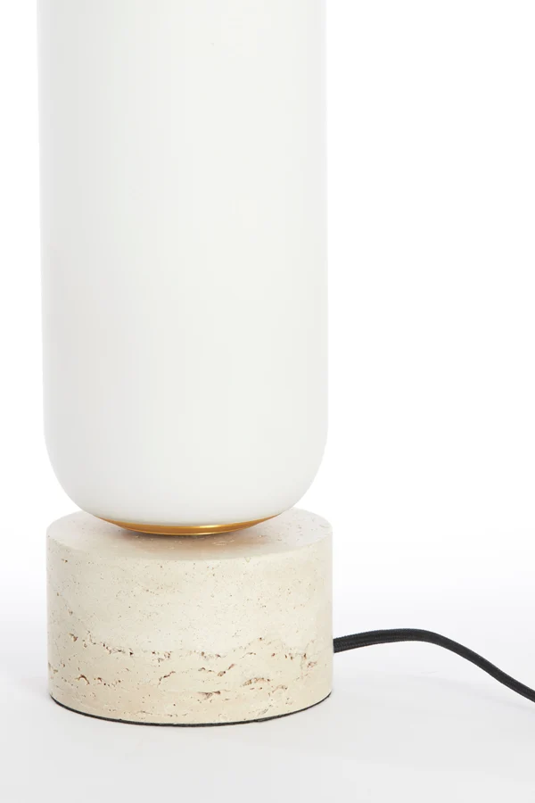 Table lamp 12x47,5 cm RYLANO glass milky+sand+antique bronz