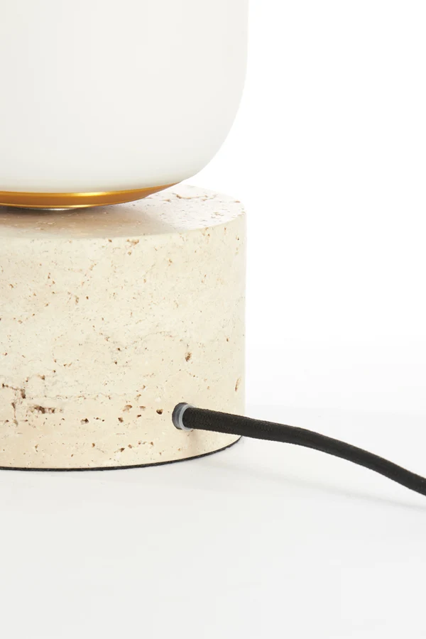 Table lamp 12x47,5 cm RYLANO glass milky+sand+antique bronz