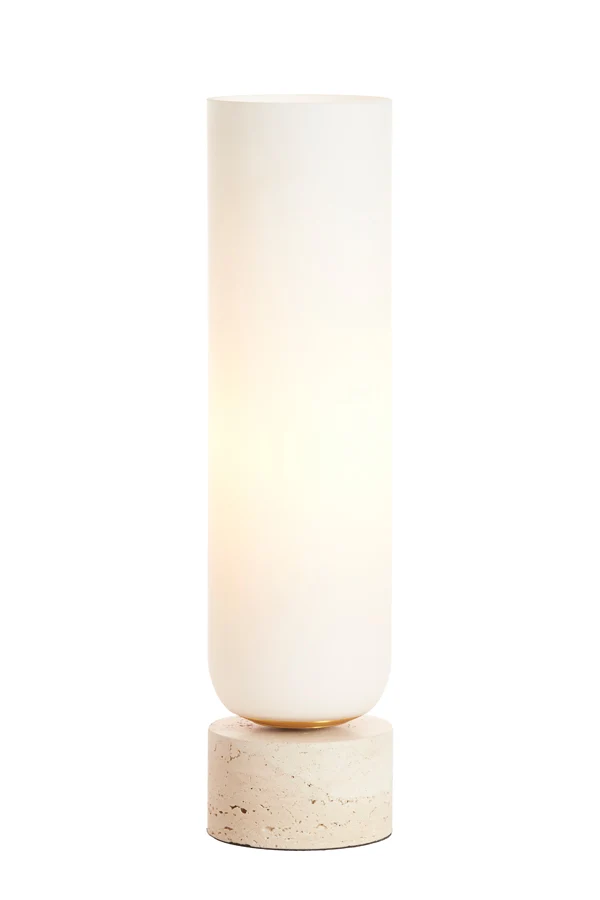 Table lamp 12x47,5 cm RYLANO glass milky+sand+antique bronz