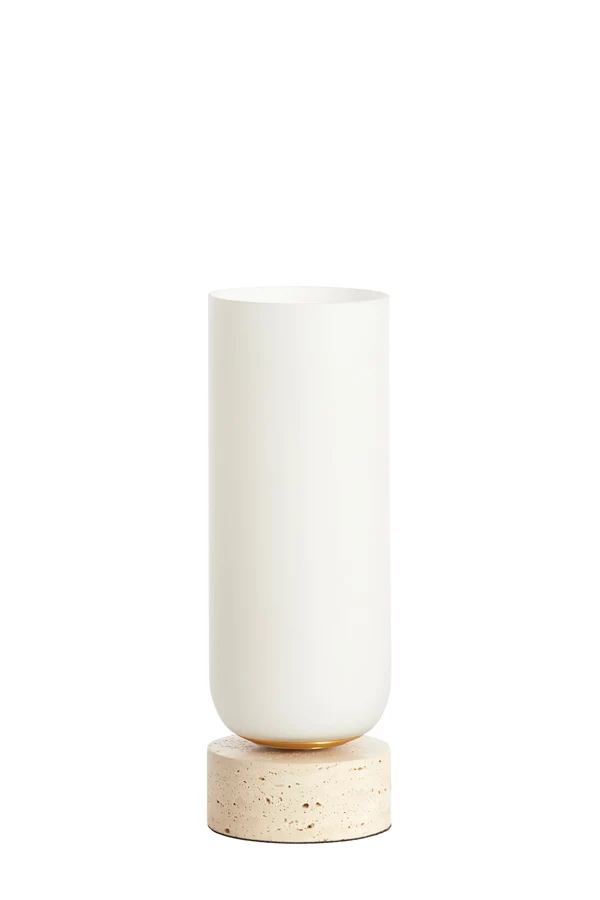 Table lamp 12x35 cm RYLANO glass milky+sand+antique bronze