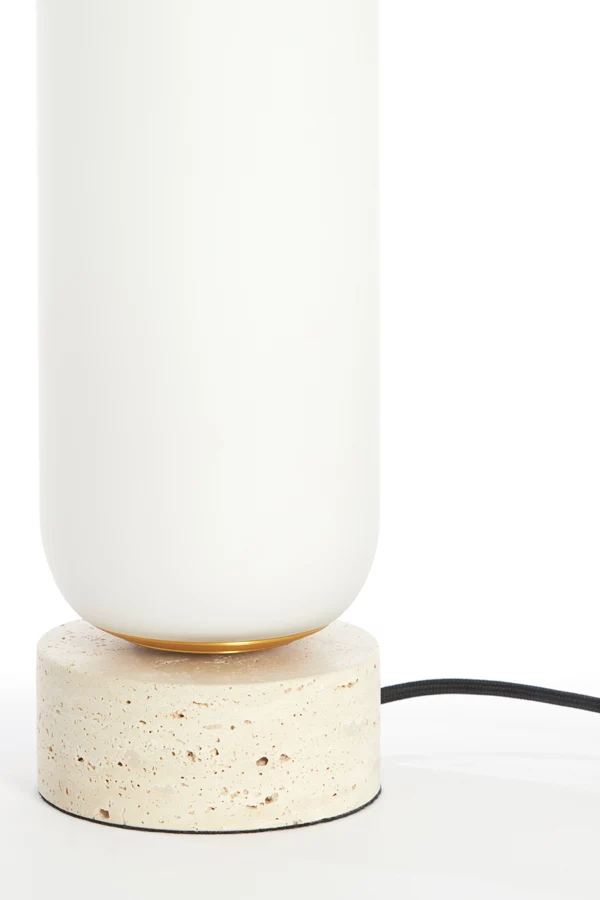 Table lamp 12x35 cm RYLANO glass milky+sand+antique bronze